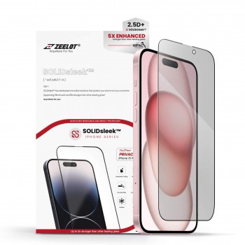Kính Cường Lực iPhone 15 Plus Zeelot SolidSleek 2.5D Privacy